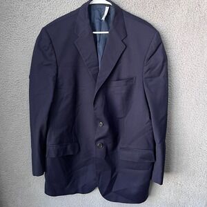 Polo Ralph Lauren Blazer Men 46L Blue Wool 2 Button Sport Coat Jacket Italy Made